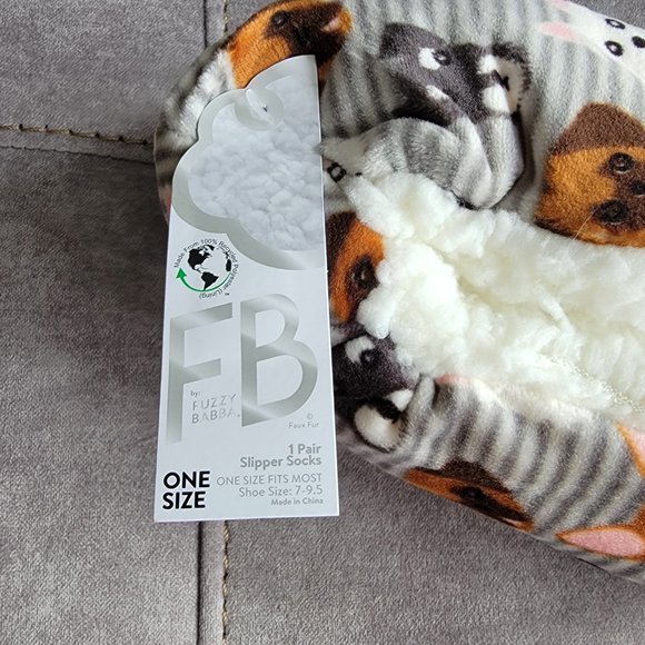 NWT Fuzzy Babba Women's Velour Dogs Slipper Socks - Picture 4 of 5
